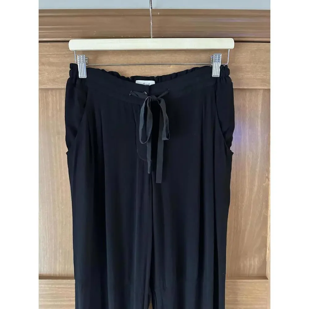 Aritzia Wilfred Silk Blend Marais Paper Bag Pull on Pants Black Women’s sz Small - Picture 3 of 15